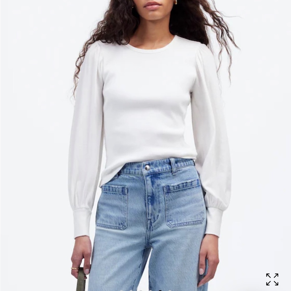 Madewell Ribbed Puff-Sleeve Top side M - Picture 2 of 7
